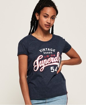 Superdry Vintage Goods Slim Boyfriend Női Pólók Kék | CXWRM7158